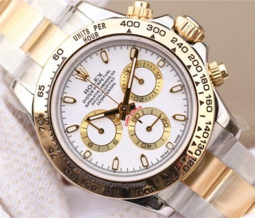 Replica Rolex Daytona 116523 Thick YG Wrapped White Dial Bracelet A7750 - Image 3
