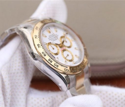 Replica Rolex Daytona 116523 Thick YG Wrapped White Dial Bracelet A7750 - Image 5