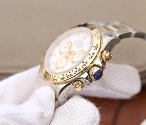Replica Rolex Daytona 116523 Thick YG Wrapped White Dial Bracelet A7750 - Image 6