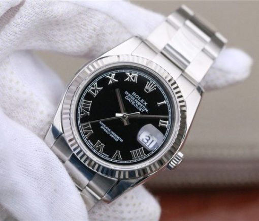 Replica Rolex DateJust 36mm SS 116234 ARF Black Dial Roman Markers 904L Oyster Bracelet SA3135 - Image 2