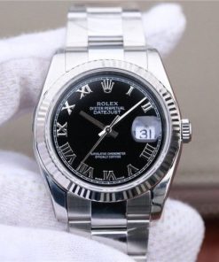 Replica Rolex DateJust 36mm SS 116234 ARF Black Dial Roman Markers 904L Oyster Bracelet SA3135