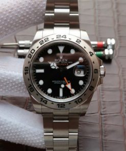 Replica Rolex EXPLORER II 42mm 216570 Noob Black Dial SS Bracelet A3187