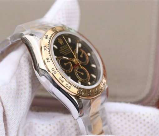 Replica Rolex Daytona 116523 Thick YG Wrapped Black Dial Sticks Markers SS/YG Bracelet A7750 - Image 7