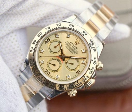 Replica Rolex Daytona 116523 Thick YG Wrapped YG Dial Diamonds Markers SS/YG Bracelet A7750 - Image 2