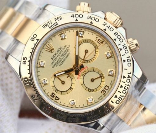 Replica Rolex Daytona 116523 Thick YG Wrapped YG Dial Diamonds Markers SS/YG Bracelet A7750 - Image 3