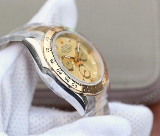 Replica Rolex Daytona 116523 Thick YG Wrapped YG Dial Diamonds Markers SS/YG Bracelet A7750 - Image 5