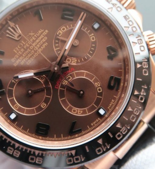 Replica Rolex Daytona 116515 Noob Chocolate Dial Black Leather Strap A7750 - Image 3