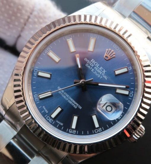 Replica Rolex DateJust II SS Fluted Bezel Blue Dial SS Bracelet A3136 - Image 2