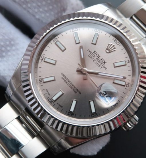 Replica Rolex DateJust II SS Fluted Bezel Gray Dial SS Bracelet A3136 - Image 2