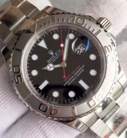 Replica Rolex Yacht-Master 116622 Noob Black Dial SS Bracelet A2824 - Image 3