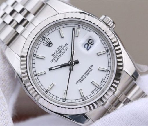 Replica Rolex DateJust 36mm SS 116234 ARF White Dial Stick Markers 904L SS Bracelet SA3135 - Image 3