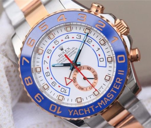Replica Rolex YachtMaster II 116681 SS/RG Blue Ceramic JF SS/RG Bracelet A7750 - Image 3
