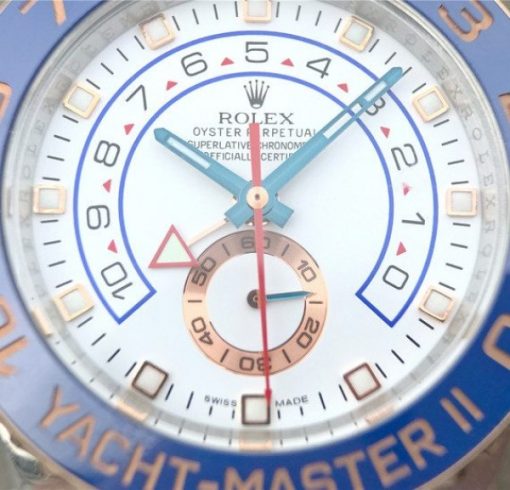 Replica Rolex YachtMaster II 116681 SS/RG Blue Ceramic JF SS/RG Bracelet A7750 - Image 6