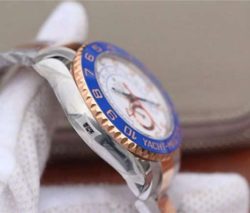 Replica Rolex YachtMaster II 116681 SS/RG Blue Ceramic JF SS/RG Bracelet A7750 - Image 7