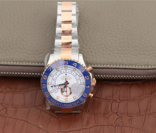 Replica Rolex YachtMaster II 116681 SS/RG Blue Ceramic JF SS/RG Bracelet A7750 - Image 13