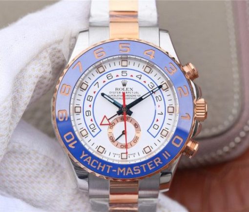 Replica Rolex YachtMaster II 116681 SS/RG Blue Ceramic JF SS/RG Bracelet A7750