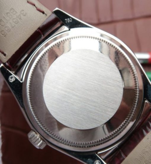 Replica Rolex Day-Date 36mm 118139-L Red Dial Stick Markers Brown Leather Strap A2836 - Image 6