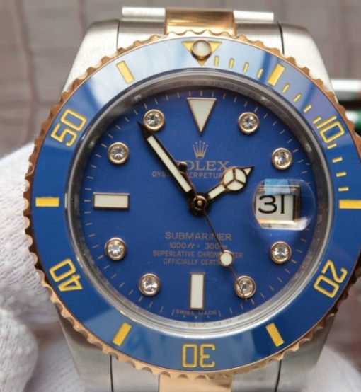 Replica Rolex Submariner 116613 Noob YG Wrapped Blue Dial  SS/YG Bracelet A3135 - Image 3