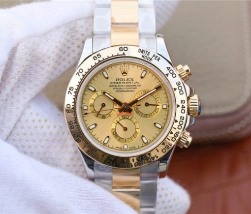 Replica Rolex Daytona 116523 Thick YG Wrapped YG Dial SS/YG Bracelet A7750