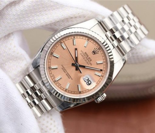 Replica Rolex DateJust 36mm SS 116234 ARF Pink Dial Stick Markers 904L SS Oyster Bracelet SA3135 - Image 2