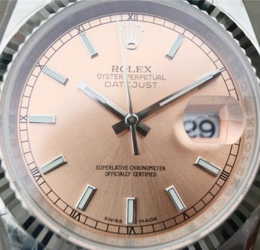 Replica Rolex DateJust 36mm SS 116234 ARF Pink Dial Stick Markers 904L SS Oyster Bracelet SA3135 - Image 6