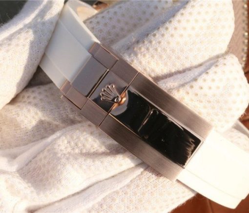 Replica Rolex Yacht-Master 116655 RG White Dial White Ceramic Rubber Strap A2824 - Image 10