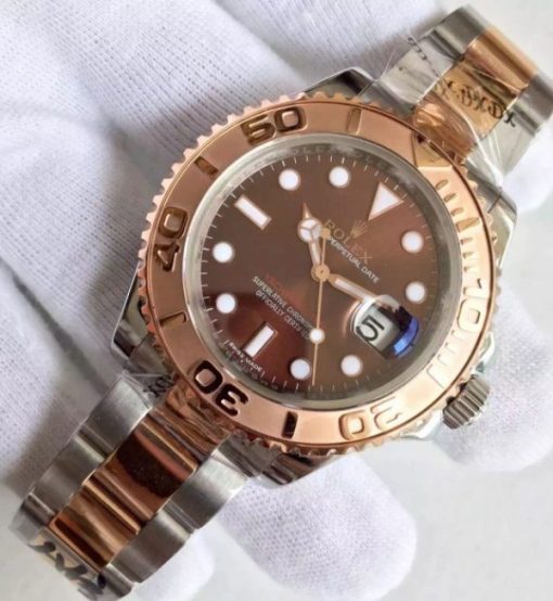 Replica Rolex Yacht-Master Noob 116621 RG Bezel Brown Dial SS/RG Bracelet A3135 - Image 2