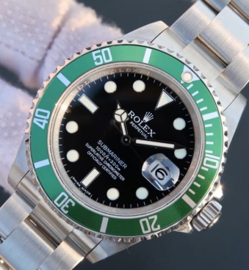 Replica Rolex Submariner 16610 LV Green Metal Bezel Noob  SS Bracelet A2836 - Image 2