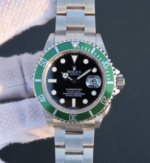 Replica Rolex Submariner 16610 LV Green Metal Bezel Noob  SS Bracelet A2836
