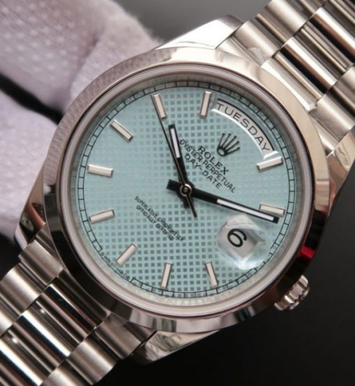 Replica Rolex Day-Date 40mm 228206 Noob Textured Ice Blue Dial Bracelet A3255 - Image 2