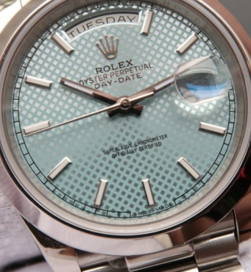 Replica Rolex Day-Date 40mm 228206 Noob Textured Ice Blue Dial Bracelet A3255 - Image 3