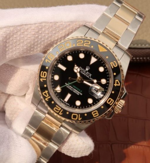 Replica Rolex GMT-Master II 116713 LN Black Ceramic Thick YG Wrapped Noob A3186 - Image 2