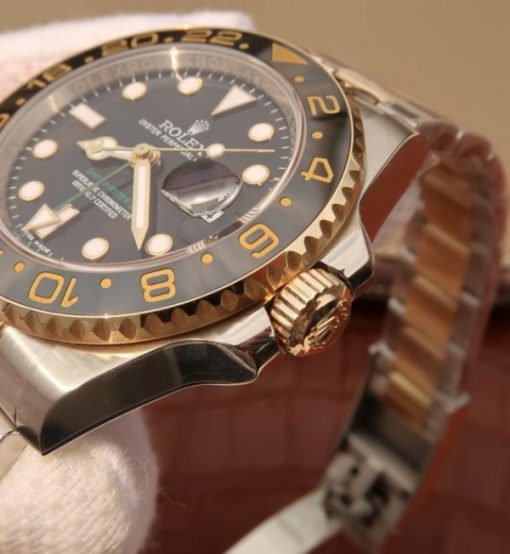 Replica Rolex GMT-Master II 116713 LN Black Ceramic Thick YG Wrapped Noob A3186 - Image 4