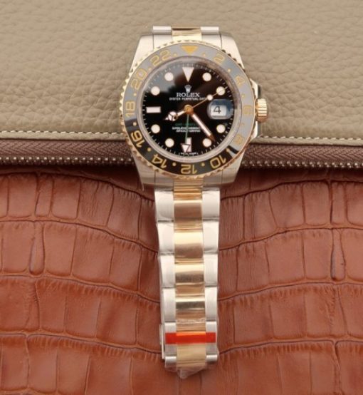 Replica Rolex GMT-Master II 116713 LN Black Ceramic Thick YG Wrapped Noob A3186 - Image 8