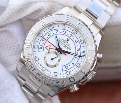 Replica Rolex YachtMaster II 116689 SS JF White Dial SS Bracelet A7750 - Image 2
