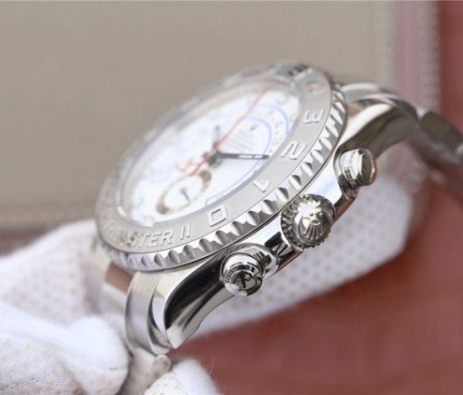Replica Rolex YachtMaster II 116689 SS JF White Dial SS Bracelet A7750 - Image 8