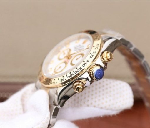 Replica Rolex Daytona 116523 Thick YG Wrapped White Dial Diamonds Markers Bracelet A7750 - Image 5