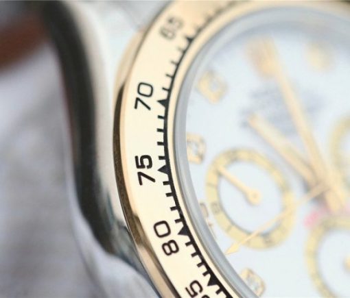 Replica Rolex Daytona 116523 Thick YG Wrapped White Dial Diamonds Markers Bracelet A7750 - Image 6