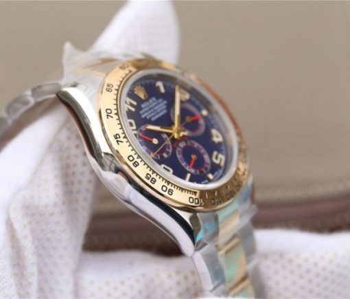 Replica Rolex Daytona 116523 Thick YG Wrapped Blue Dial Numerals Markers SS/YG Bracelet A7750 - Image 6
