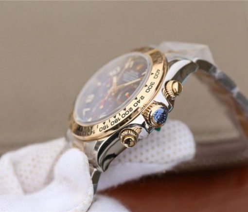 Replica Rolex Daytona 116523 Thick YG Wrapped Blue Dial Numerals Markers SS/YG Bracelet A7750 - Image 7