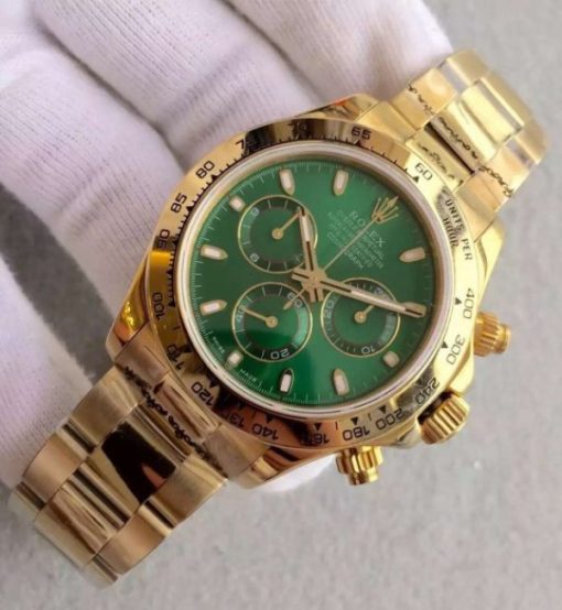 Replica Rolex Daytona 116518 YG Green Dial on YG Bracelet A4130 - Image 2