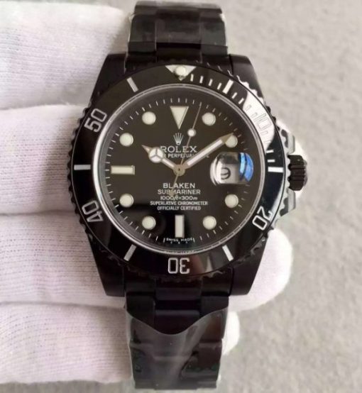 Replica Rolex Blaken Submariner 116610 PVD Black Dial PVD Bracelet A2836