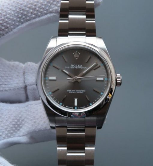 Replica Rolex Oyster Perpetual 39mm 114300 JF Gray Dial SS Bracelet SH3132