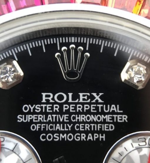 Replica Rolex Daytona 116599 Colorful Crystal Bezel Black Dial SS Bracelet A7750 - Image 9