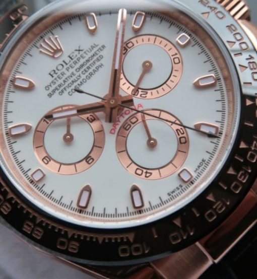 Replica Rolex Daytona 116515 Noob White Dial Black Leather Strap A7750 - Image 3
