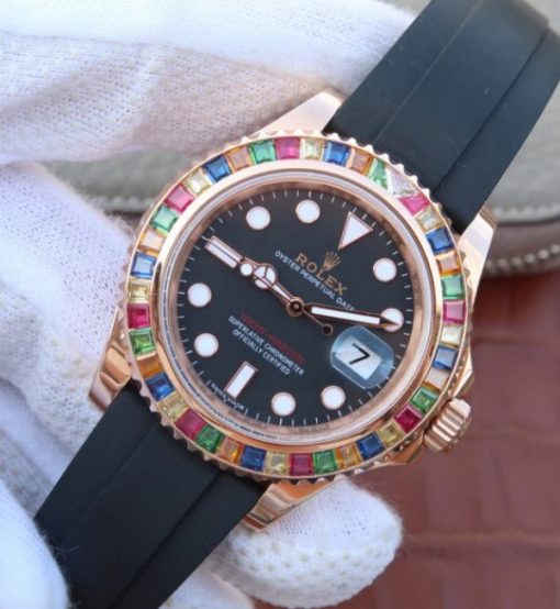 Replica Rolex Yacht-Master 40mm 116695SATS Noob Black Rubber Strap A2836 - Image 2