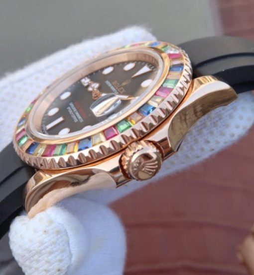 Replica Rolex Yacht-Master 40mm 116695SATS Noob Black Rubber Strap A2836 - Image 9
