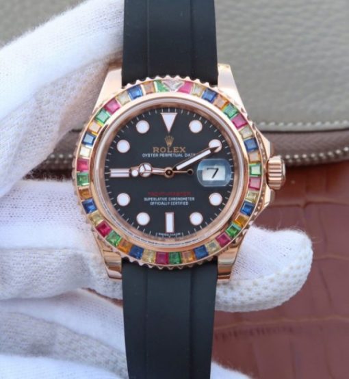 Replica Rolex Yacht-Master 40mm 116695SATS Noob Black Rubber Strap A2836