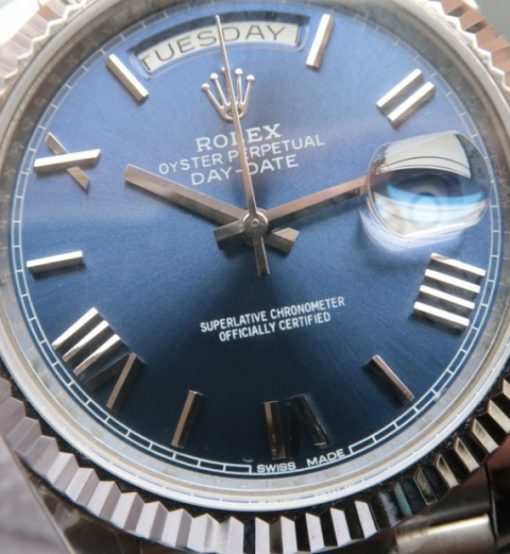 Replica Rolex Day-Date 40mm 228239 Noob Blue Dial SS President Bracelet A3255 - Image 3