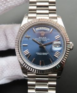Replica Rolex Day-Date 40mm 228239 Noob Blue Dial SS President Bracelet A3255